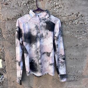 North Face Jacket TKA Glacier Women M Printed  Pullover 1/4 Zip Pink Moss